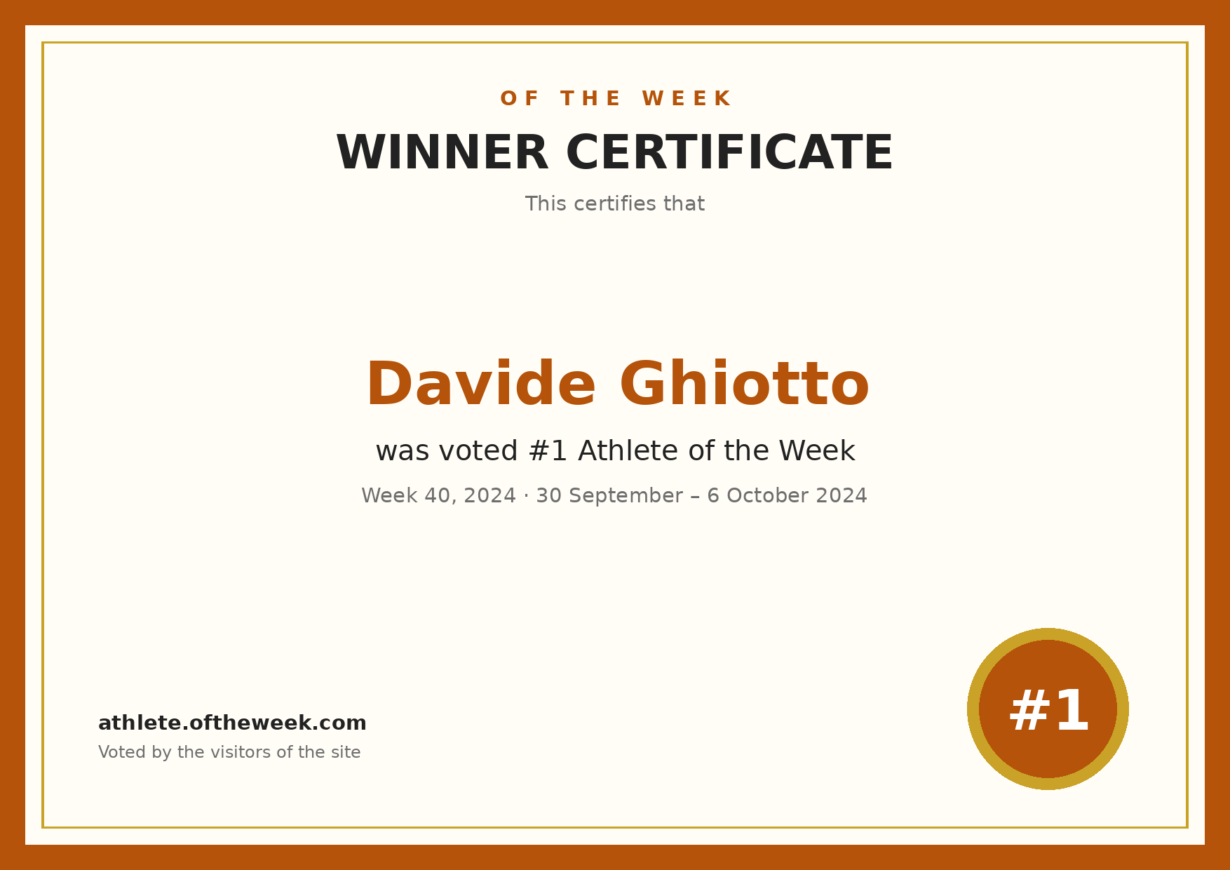 Certificate — Davide Ghiotto