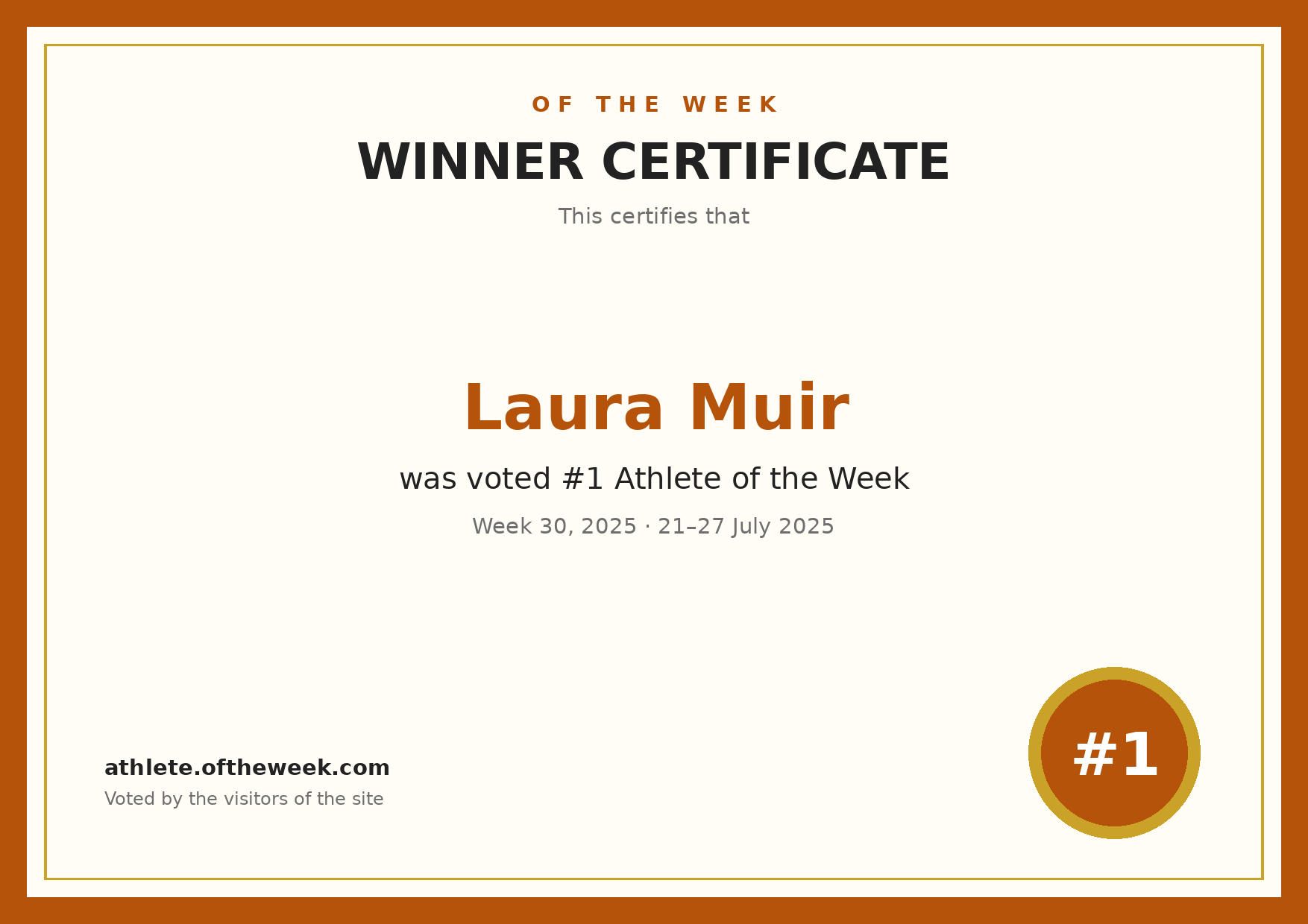 Certificate — Laura Muir
