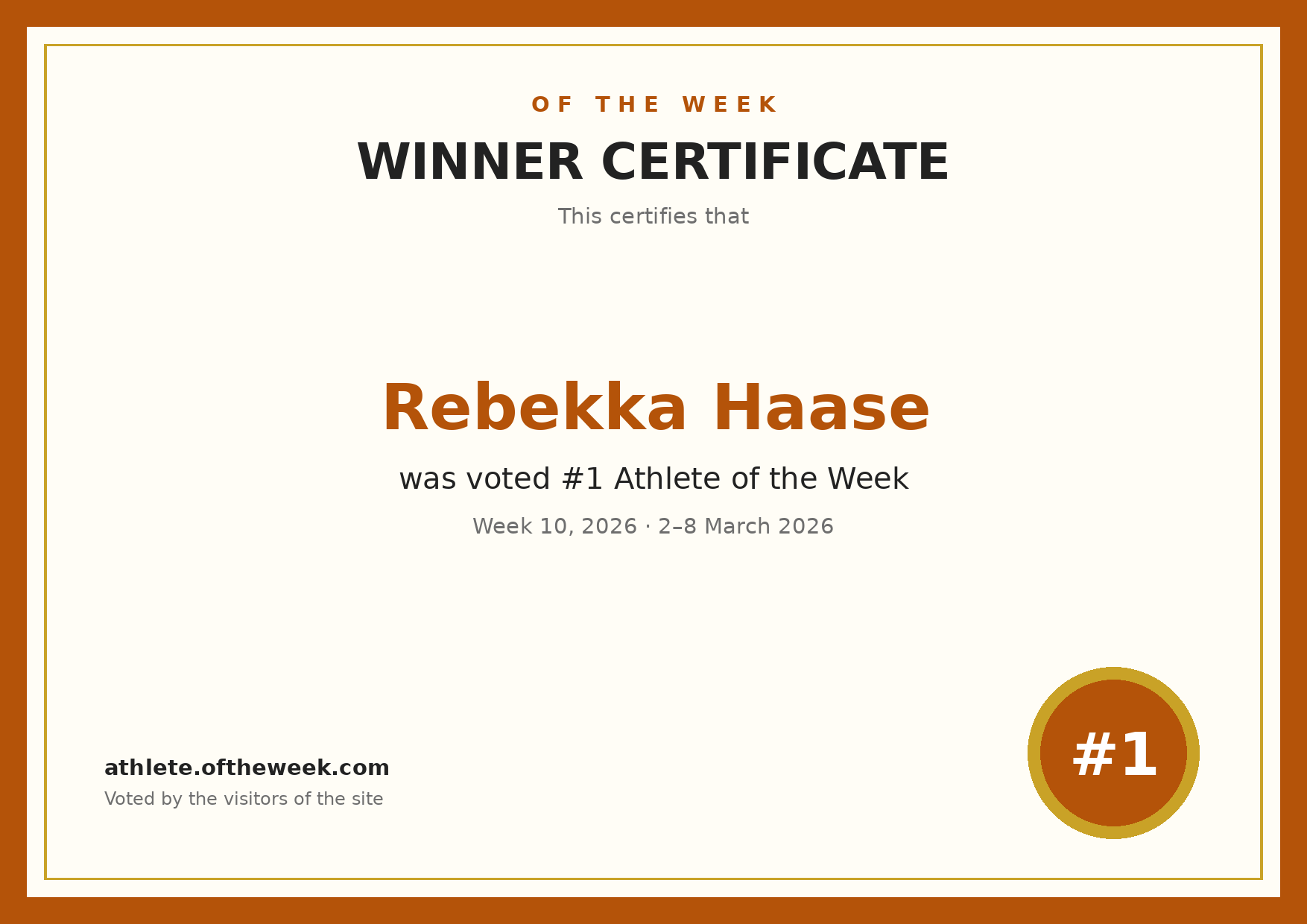 Certificate — Rebekka Haase