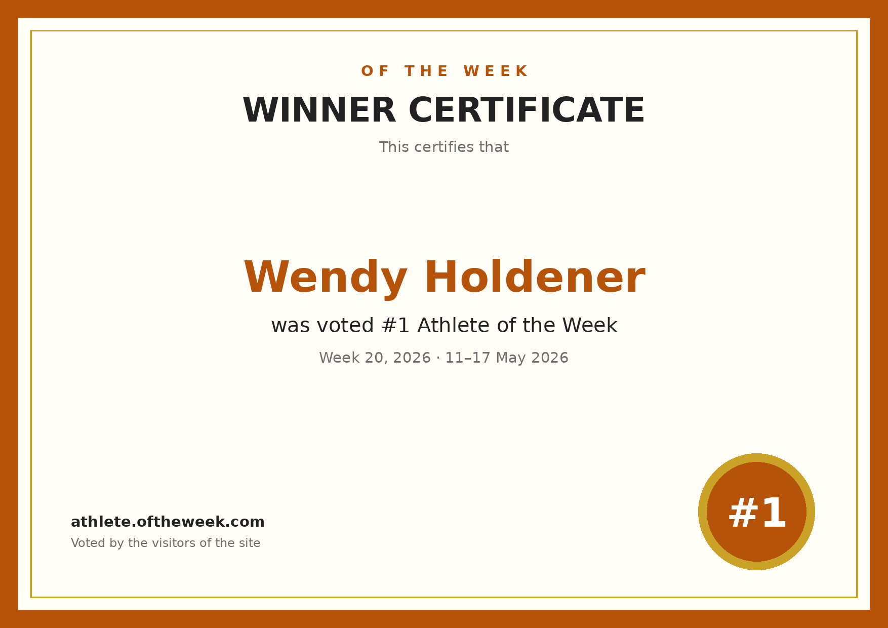 Certificate — Wendy Holdener